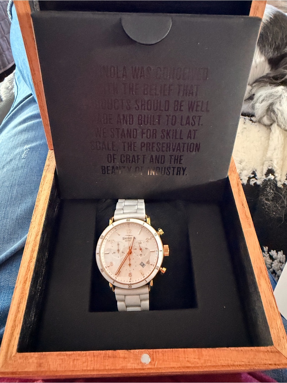 Authentic Shinola Detroit White Ceramic Chronograph Watch – Box & Extra Links